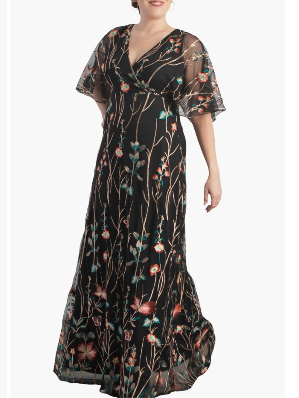 Kiyonna Embroidered Elegance Formal Evening Gown Size 2X Modest Plus Dress